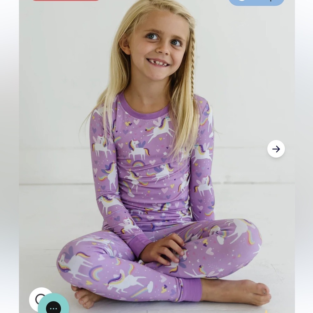Little Sleepies Purple Unicorns Toddler Girl Pajama Set Long Sleeved 3T